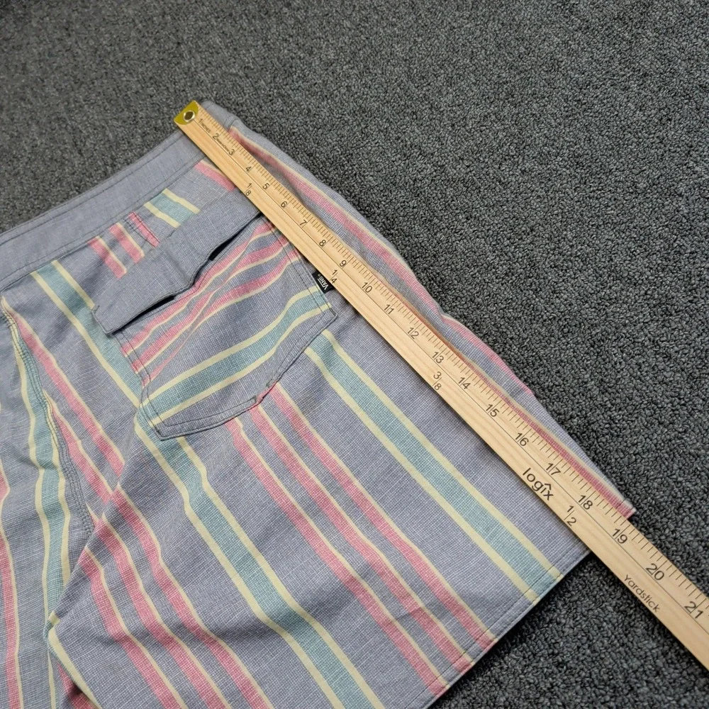 Vans Retro Striped Board Shorts 36 Multi Color Cotton Blend Surf Skate Trunks